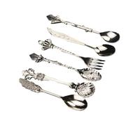 Lot de 6 cuillères à café élégantes vintage en alliage de zinc pour la maison, les thés, les fêtes