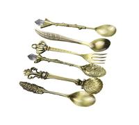 Lot de 6 cuillères à café élégantes vintage en alliage de zinc pour la maison, les thés, les fêtes