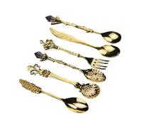 Lot de 6 cuillères à café élégantes vintage en alliage de zinc pour la maison, les thés, les fêtes - Ensemble de cuillères à café de luxe avec poignée antidérapante