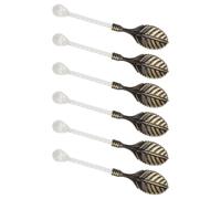 Lot de 6 cuillères à dessert décoratives en alliage de zinc avec poignée en cristal acrylique pour mélanger les cocktails, le café, les mélanges