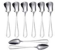 Lot de 6 cuillères à glace, 2 grattoirs à boue, séparateurs de glace, cuillères en acier inoxydable avec long manche, cuillère à glace conique, cuillère à sauce de cuisine, cuillère mélangeur de