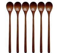 Lot de 6 cuillères à mélanger en bois à manche long de 33 cm