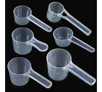 Lot de 6 cuillères à mesurer en plastique transparentes 15 ml, 30 ml, 50 ml, 70 ml, 80 ml, 100 ml, cuillères pour farine alimentaire