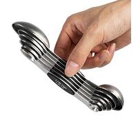 Lot de 6 cuillères à mesurer magnétiques avec double extrémité en acier inoxydable Cuillère à café Cuillère à mesurer 6 pieces Measuring Spoons Black