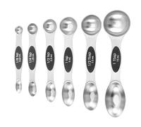 Lot de 6 cuillères à mesurer magnétiques double face | Accessoires de cuisine en métal avec nivellement pour pots à épices de cuisine