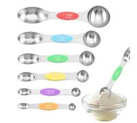 Lot de 6 cuillères à mesurer magnétiques en acier inoxydable - Cuillères à mesurer double face pour la cuisson - Petites cuillères à café avec niveleur - Accessoires de cuisine pour la pâtisserie