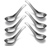 Lot de 6 cuillères à soupe chinoises en acier inoxydable poli miroir pour bouillon, dessert, céréales, miso, ramen
