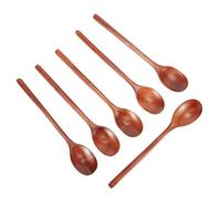 Lot de 6 cuillères à soupe en bois de style japonais de 23 cm pour thé, miel, camping, cuisine, réutilisables, sans éclats