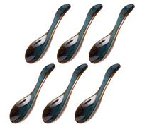 Lot de 6 cuillères à soupe en céramique avec glaçures uniques Art et prise en main ergonomique confortable pour améliorer la salle à manger Cuillère ergonomique