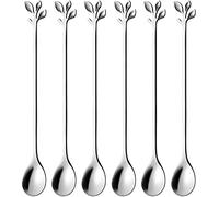 Lot de 6 cuillères à thé glacé à long manche - 18,8 cm - En acier inoxydable de qualité alimentaire - Finition brillante - Passe au lave-vaisselle