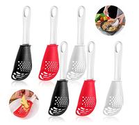 Lot de 6 cuillères de cuisine multifonctionnelles, résistantes à la chaleur, passoire, séparateur de jaune d'œuf, gadget de cuisine pour râper, égoutter, écraser (rouge, noir, blanc)
