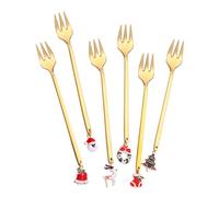 Lot de 6 cuillères de Noël en acier inoxydable - Petites cuillères à café - Cuillères à mélanger - Cuillères à couverts de qualité alimentaire - Cuillères à dessert pour mélanger, mélanger, décoration