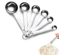 Lot de 6 cuillères doseuses en acier inoxydable - 6 tasses de mesure en métal avec graduation - Cuillères doseuses pour petites rations sèches - Liquides, foires de cuisson solides