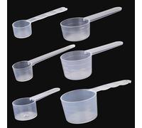 Lot de 6 cuillères doseuses en poudre de protéine pour café - Contient 3 g, 4 g, 20 ml, 30 ml, 40 ml et 50 ml - Cuillères doseuses transparentes en plastique pour café, poudre de protéines, détergent