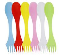Lot de 6 Cuillères en Plastique Léger et Solide Tout en Un Couverts de Camping Cuillère Fourchette Ensemble de Couteaux Portable et Réutilisable pour Camping Sac à Dos Randonnée en Plein Air