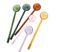 Lot de 6 cuillères en verre colorées parfaites pour servir du yaourt, passe au lave-vaisselle, ustensiles de miel