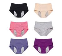 Lot de 6 Culotte Femme Taille Haute- Culotte Menstruelle Grandes Tailles-Culottes et Slips élastique Chic Lingerie Couleurs Unies Doux et Confortable Respirant Casual sous Vêtements Slips