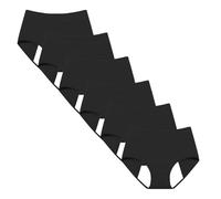 Lot de 6 Culotte Menstruelle Flux Tres Abondant, Grande Taille Culotte Fuite Femme Lavable, Culotte Femme Coton Taille Haute (FR/ES, Alpha/Lettres, S, Taille Normale, Taille Normale, Black)