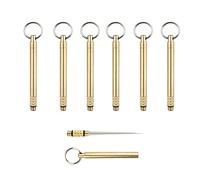 Lot de 6 cure-dents Ttragbare Titanium - Cure-dents intégré - Avec porte-clés - Cure-dents télescopiques en métal - Fourche à fruits - Support étanche - Pour le camping en plein air - Doré