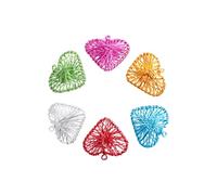 Lot de 6 cœurs en métal 3D colorés à Suspendre pour Jardin, terrasse, Cadeaux de Saint-Valentin pour Femme, Remplissage de Vase, lumière d'arbre de Voiture