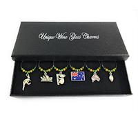 Lot de 6 d'Australie/Australia Verre à vin Charms avec boîte cadeau à la main par Libby de place de marché