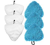 Lot de 6 de Rechange pour Balai Vapeur - 3 de Chiffons en Microfibre, 3 Chiffons à Franges en Microfibre. Compatible avec la Plupart des Marques de vadrouille à Vapeur.