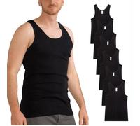 Lot de 6 débardeurs homme côte fine - débardeur classique - Noir L