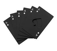 Lot de 6 décapsuleurs de vin en acier inoxydable - Taille carte de crédit - Décapsuleur de bière casino pour votre portefeuille, fête de mariage, garçons d'honneur, demoiselles d'honneur (noir)