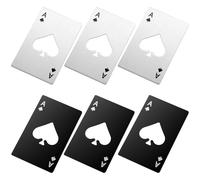 Lot de 6 décapsuleurs en forme de carte de poker, en acier inoxydable, décapsuleurs en forme d'as de pique, décapsuleurs pour bière, soda, portefeuille, poche, fête de mariage, cadeau idéal