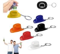 Lot de 6 décapsuleurs en forme de chapeau de cowboy, porte-clés portables en métal de style Texas occidental pour cowboy Tejana, décoration de rodéo et bar, nouveau 2026