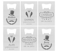 Lot de 6 décapsuleurs personnalisés format carte de crédit, cadeaux pour garçon d'honneur pour enterrement de vie de jeune fille, ouvre-bouteille de bière en acier inoxydable, argent