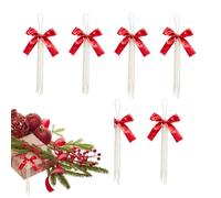 Lot de 6 décoratifs réutilisables pour sapin de Noël, 10,2 x 15,2 cm | Crochet de porte, couronne de porche, rebord de fenêtre, noeuds de noël, accents de perles pour branche