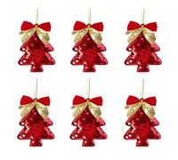Lot de 6 décorations à paillettes pour sapin de Noël, décorations de Noël pour décorer les tables, arbres de Noël (rouge)