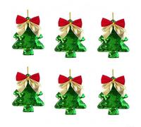 Lot de 6 décorations à paillettes pour sapin de Noël, décorations de Noël pour décorer les tables, arbres de Noël (vert)
