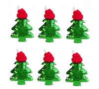 Lot de 6 décorations à paillettes pour sapin de Noël, décorations de Noël pour décorer les tables, arbres de Noël (vert B)