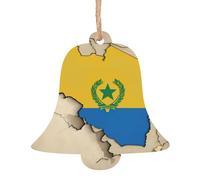 Lot de 6 décorations à suspendre pour sapin de Noël - En bois - Motif drapeau de position du Rwanda - Bonhomme de neige