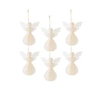 Lot de 6 décorations Anges en Papier Blanc cassé 13 cm
