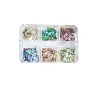 Lot de 6 décorations artistiques en flocons de coquillage 3D Gel Art Tranches multicolores pour Shell Art Paillettes