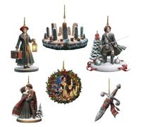 Lot de 6 décorations d'arbre de Noël Plates en Acrylique Style Vintage avec Chevalier et Fille - Décoration Vacances à Suspendre inspirée du Livre pour décoration Voiture et Maison