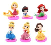 Lot de 6 décorations de gâteau Princesse à paillettes, décoration de gâteau Happy Birthday, décoration de gâteau d'anniversaire, fournitures de fête pour enfants