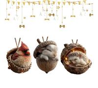 Lot de 6 décorations de gland d'animaux de la forêt - En acrylique 3D - Cerfs et écureuils - Décorations de Noël à suspendre (3 pièces-B)