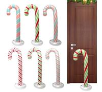 Lot de 6 décorations de jardin gonflables de Noël - 130 cm - Décoration de canne à sucre - Géantes - Avec base remplie d'eau - Pour l'intérieur et l'extérieur - Vacances - Maison - Fête - Nouvel An