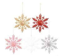 Lot de 6 décorations de Noël à suspendre en forme de flocons de neige en saphir pour Noël, ensemble de décorations de Noël en PVC avec plan complexe pour arbres de Noël festifs et (blanc)