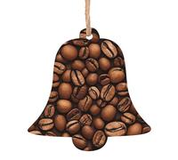 Lot de 6 décorations de Noël amusantes en grains de café torréfiés en tranches de bois pour travaux manuels, 4 styles de disques en bois à suspendre avec ficelle - Décorations de Noël en bois pour