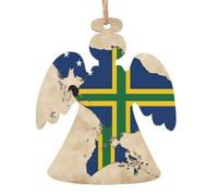 Lot de 6 décorations de Noël avec drapeau des îles Salomon avec lignes croisées imprimées - Décoration de Noël en bois à suspendre