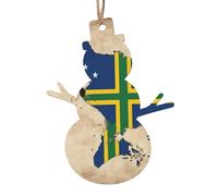 Lot de 6 décorations de Noël avec drapeau des îles Salomon avec lignes croisées imprimées - Décoration de Noël en bois à suspendre