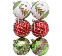 Lot de 6 décorations de Noël de style réseaux sociaux peintes à la main pour décoration d'arbre de vacances et célébration saisonnière (G)