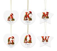 Lot de 6 décorations de Noël double face 2025 - Personnalisées avec photo et lettre initiale - Ensemble d'ornements personnalisés pour décoration d'arbre