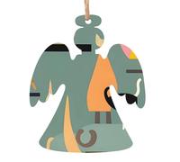 Lot de 6 décorations de Noël en bois à suspendre en forme d'ange, art moderne du milieu du siècle, décoration de Noël à suspendre pour le Nouvel An, les fêtes