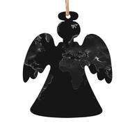 Lot de 6 décorations de Noël en bois à suspendre en forme d'ange en forme de carte du monde - Décoration de Noël à suspendre pour le Nouvel An et les fêtes